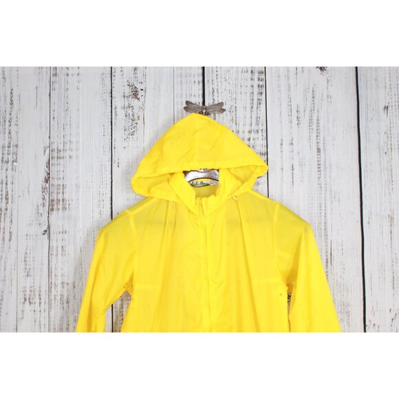 Vtg LL Bean Aspen Anorak Foldable Hiking Backpacking Yellow Rain Coat Jacket M - Picture 2 of 13